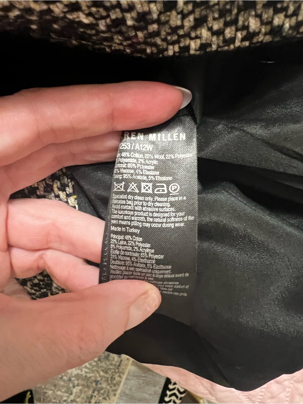 KAREN MILLEN TWEED DRESS I BLACK/ MULTI 8 Medium Wool Blend - Picture 5 of 16